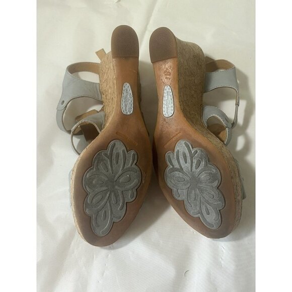 Born Crown Leather Cork Wedge Boho Buckle Sandal blue Women’s Size 11 - Picture 12 of 13